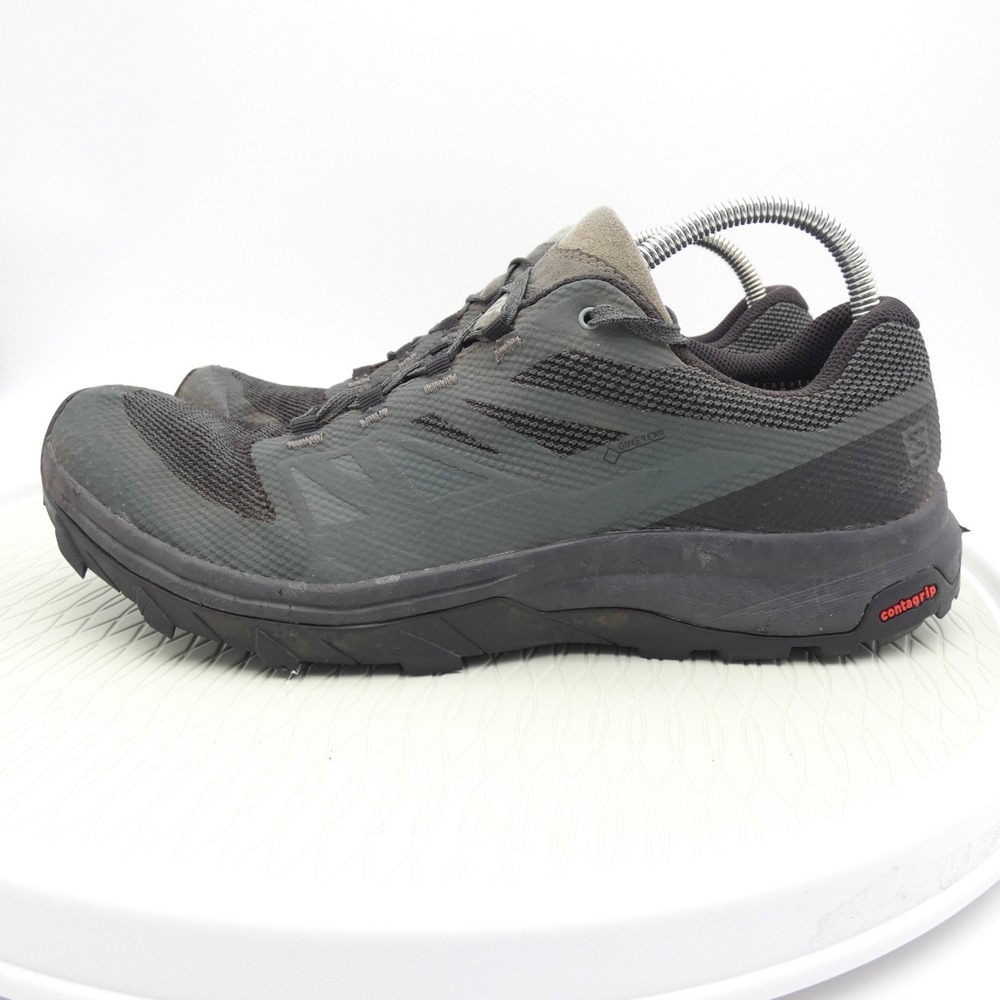 Salomon OUTline GTX Mens US 12 Trail Hiking Shoes Black Green Outdoor Sneakers
